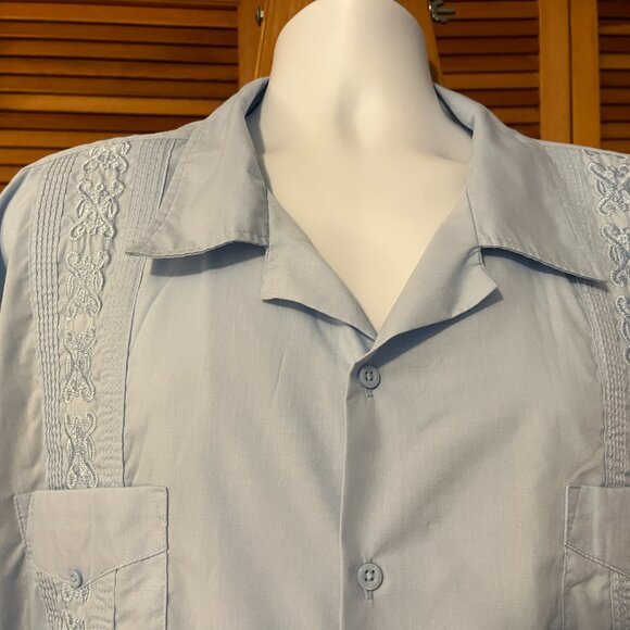 OMEGA FASHION SZ 4XL SHORT SLEEVE GUAYABERA SHIRT - Picture 4 of 8
